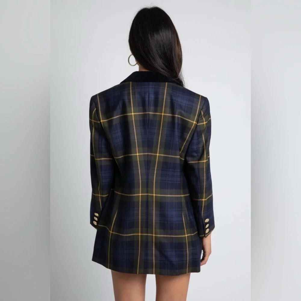 Escada Vintage Plaid Blue Blazer size 42 or Medium